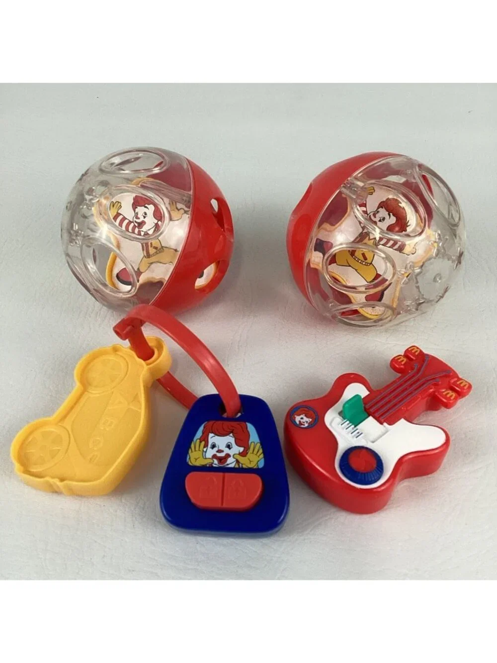 McDonalds Toddler Toy Bundle Lot Ronald McDonald Guitar Baby Rattle Keychain